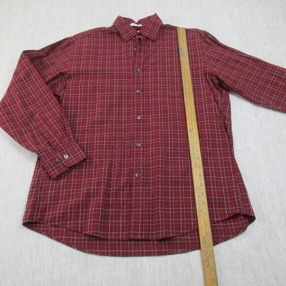 J.CREW Dress Shirt Mens Medium Burgundy Plaid Long Sleeve Collared Button Down - Picture 9 of 10